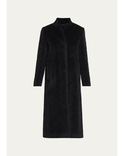 Cinzia Rocca Long Stand-Collar Alpaca Wool Coat