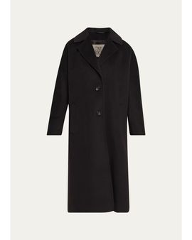 Cinzia Rocca Long Two-Button Notch-Collar Wool Coat, Espresso