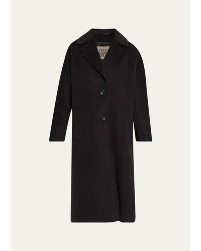 Cinzia Rocca Long Two-Button Notch-Collar Wool Coat, Espresso