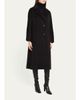 Cinzia Rocca Long Two-Button Notch-Collar Wool Coat, Espresso - 4