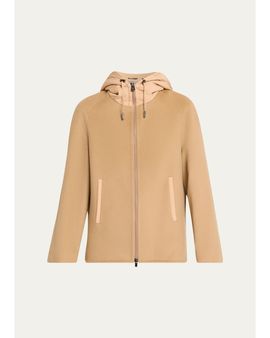 Cinzia Rocca Short Wool Jacket with Quilted Hood and Back