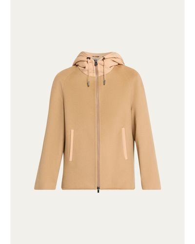 Cinzia Rocca Short Wool Jacket with Quilted Hood and Back