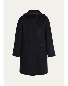 Cinzia Rocca Virgin Wool Hooded 3/4-Sleeve Coat