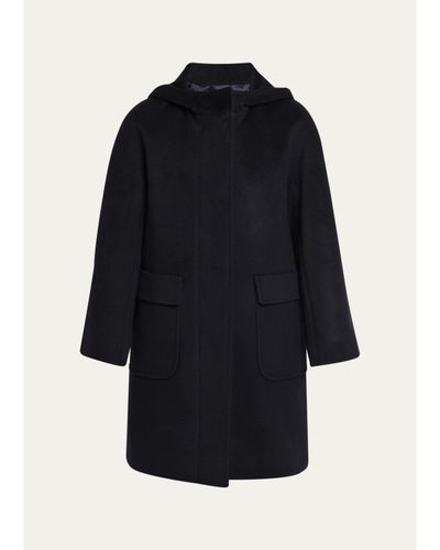 Cinzia Rocca Virgin Wool Hooded 3/4-Sleeve Coat