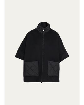 Cinzia Rocca Wool Cape with Quilted Pockets