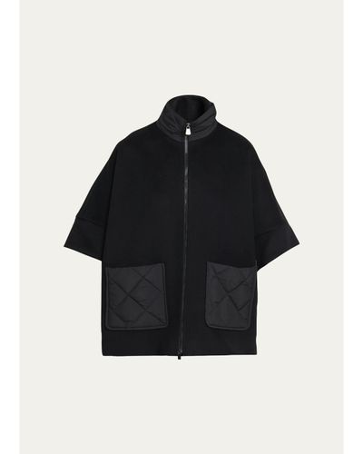 Cinzia Rocca Wool Cape with Quilted Pockets