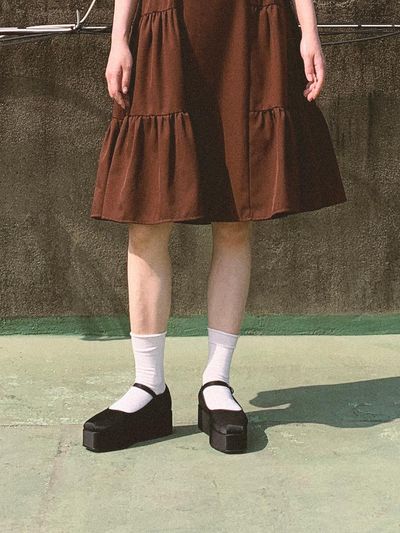 CIRCLE Ballet maryjane platforms (black satin)_BMP