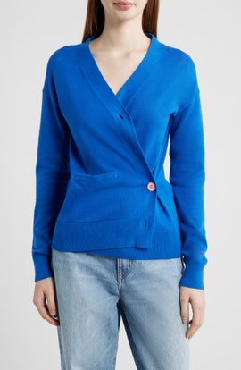 CISSA CISSA Button-Up Cotton Wrap Cardigan