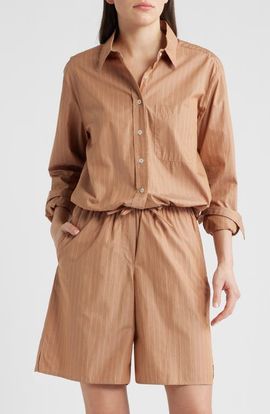 CISSA CISSA Cinch Waist Button-Up Shirt