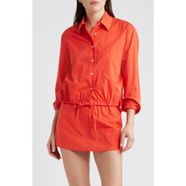CISSA CISSA Cinch Waist Cotton Button-Up Shirt