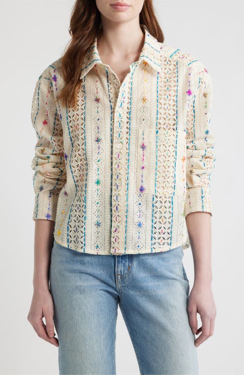 CISSA Cissa Embroidered Eyelet Button-Up Shirt