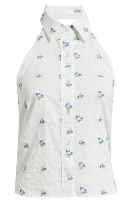 CISSA CISSA Sleeveless Button-Up Cotton Halter Top