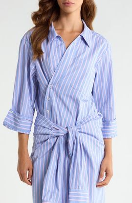 CISSA CISSA Small Asymmetrical Striped Wrap Shirt