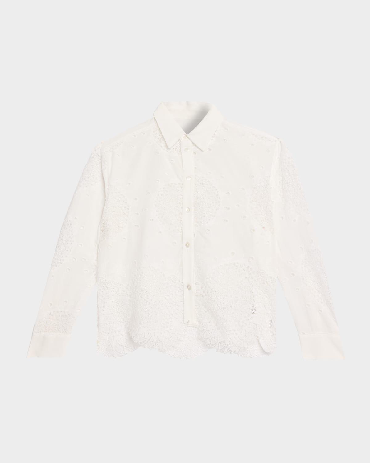 CISSA Eyelet Embroidered Button-Front Shirt