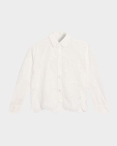 CISSA Eyelet Embroidered Button-Front Shirt