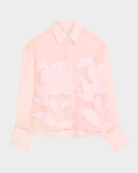 CISSA Floral Embroidered Button-Front Shirt