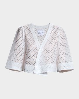 CISSA The Lady Eyelet Button-Front Wrap Top