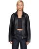 Citizens of Humanity Citizens of Humanity Black Zip Front Leather Bomber Jacket - 1