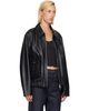 Citizens of Humanity Citizens of Humanity Black Zip Front Leather Bomber Jacket - 2