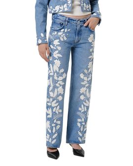 Citizens Of Humanity Citizens of Humanity Lindz Floral Embroidered Easy Straight Jeans in Cupid