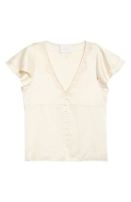 Citizens of Humanity Citizens of Humanity Lola Flutter Sleeve Lace Satin Top