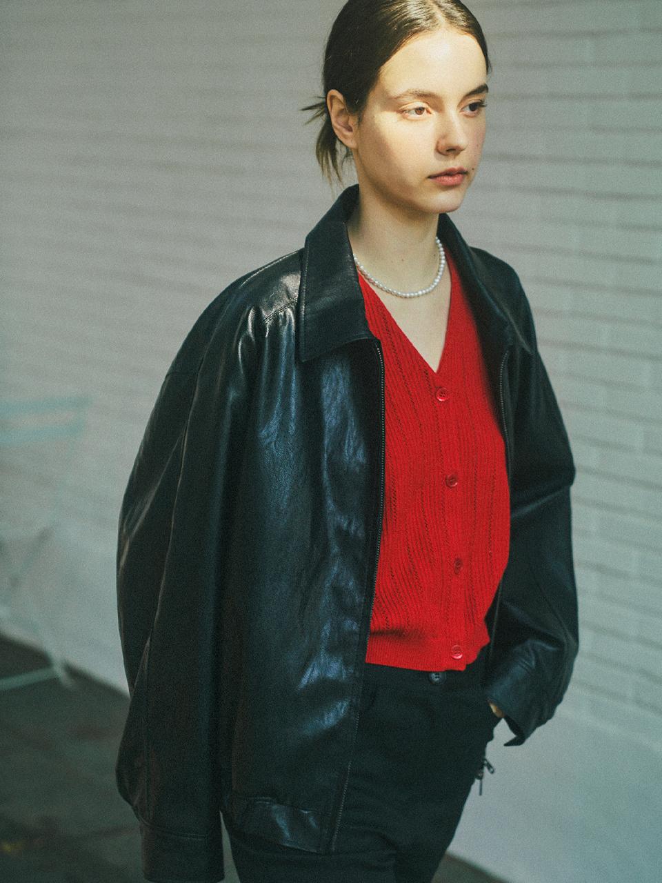 CITTA 90s Classic Faux Leather Jacket_Black