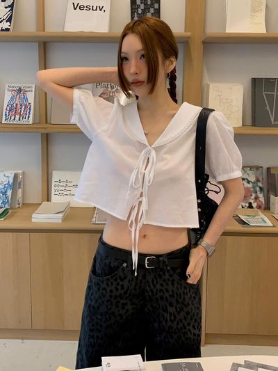 CITTA Big Collar Lace Puff Blouse (CTT370)
