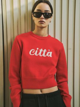 CITTA Chain Stitch Logo Round Neck Sweater - 5colors