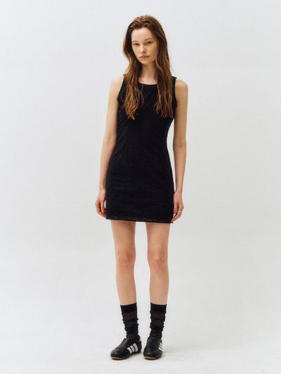 CITTA Coachella Lace Punching Mini Dress (CTOP710) [Black]