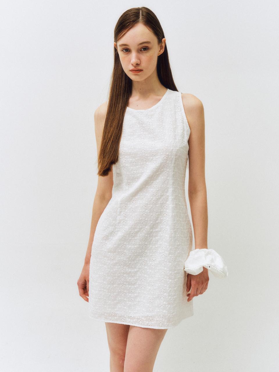 CITTA Coachella Lace Punching Mini Dress (CTOP710) [WHITE]