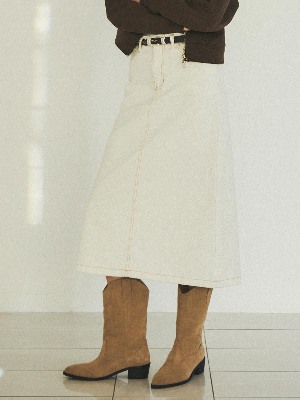 CITTA Daily Cotton Midi Skirt - Ecru White