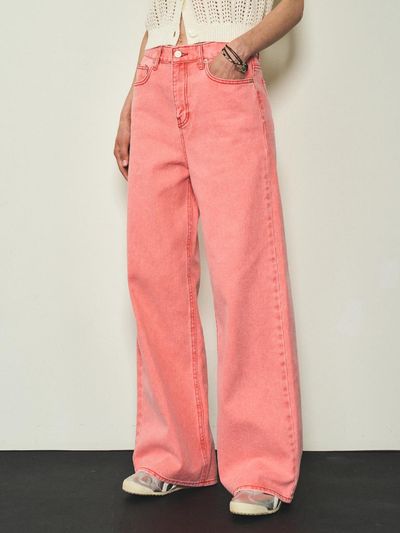 CITTA Pigment Stone Washed Pants - Bleach Red