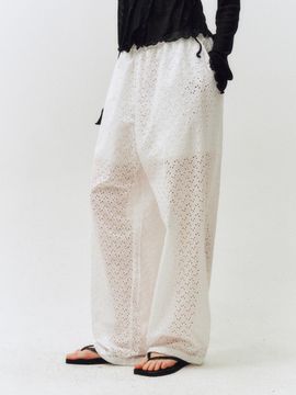 CITTA Relax Wide Punching String Pants (CTB547) [WHITE]
