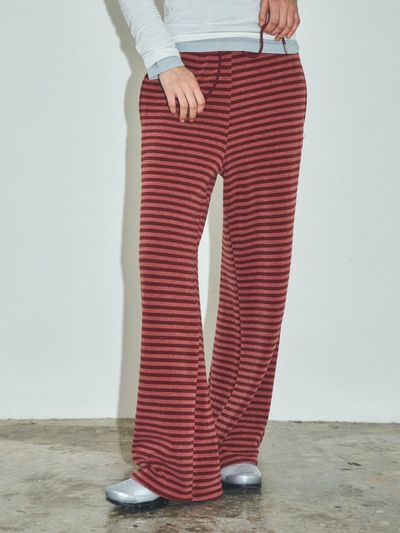 CITTA Soft Stripe Wide Banding Pants [Burgundy] (CTB545)