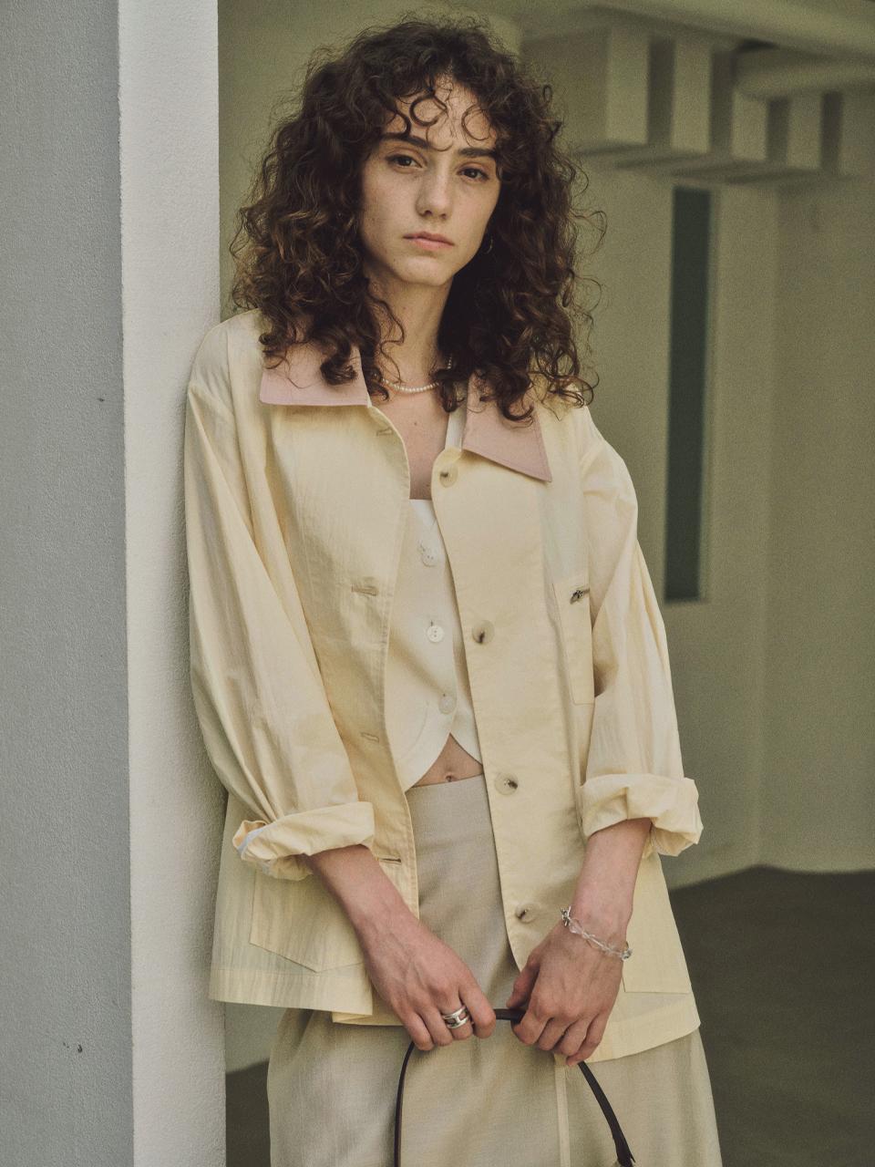 CITTA Summer Work Chore Jacket - Yellow Beige