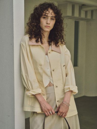 CITTA Summer Work Chore Jacket - Yellow Beige