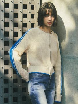 CITTA Vintage Striped Zip Up Cardigan