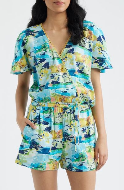 CITY BLUES CITY BLUES Allover Print Faux Wrap Shirt