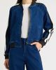 CITY BLUES CITY BLUES Athletic Stripe Denim Bomber Jacket - 1