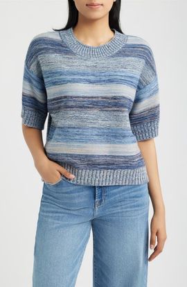 CITY BLUES CITY BLUES Broome Melange Stripe Crewneck Sweater
