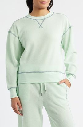 CITY BLUES CITY BLUES Contrast Stitch Waffle Knit Sweatshirt