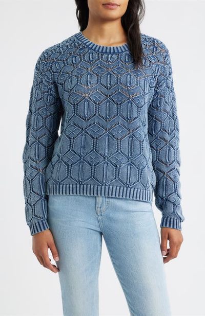 CITY BLUES CITY BLUES Distressed Wash Openwork Sweater