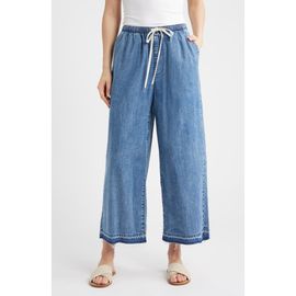 CITY BLUES CITY BLUES Drawstring Raw Hem Wide Leg Pants