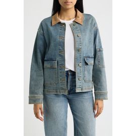 CITY BLUES CITY BLUES Faux Suede Collar Denim Jacket