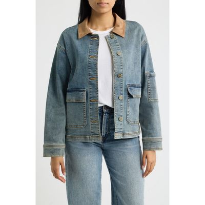 CITY BLUES CITY BLUES Faux Suede Collar Denim Jacket