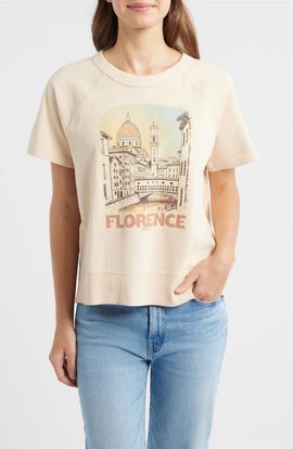 CITY BLUES CITY BLUES Florence Short Sleeve Cotton Graphic Sweatshirt