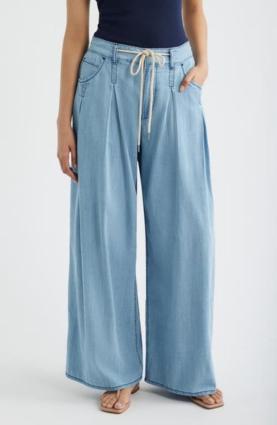 CITY BLUES CITY BLUES Pleated Drawstring Wide Leg Denim Pants