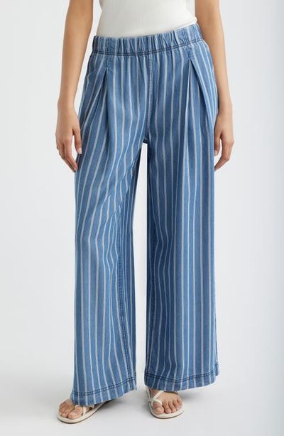 CITY BLUES CITY BLUES Pleated Stripe Wide Leg Denim Pants