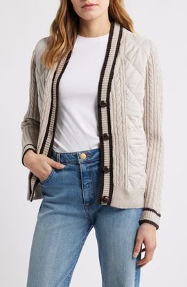CITY BLUES CITY BLUES Quilted Cable Stitch Cardigan