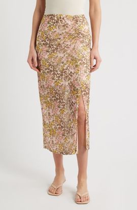 CITY BLUES CITY BLUES Ruched Floral Midi Skirt